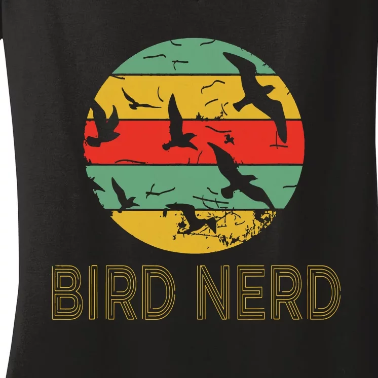 Retro Birding Bird Watching Nerd Funny Bird Watcher Women's V-Neck T-Shirt