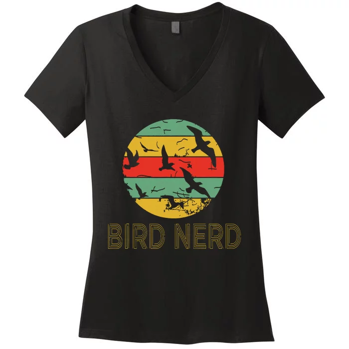 Retro Birding Bird Watching Nerd Funny Bird Watcher Women's V-Neck T-Shirt