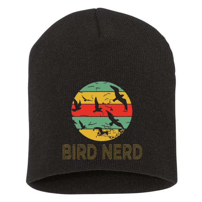 Retro Birding Bird Watching Nerd Funny Bird Watcher Short Acrylic Beanie