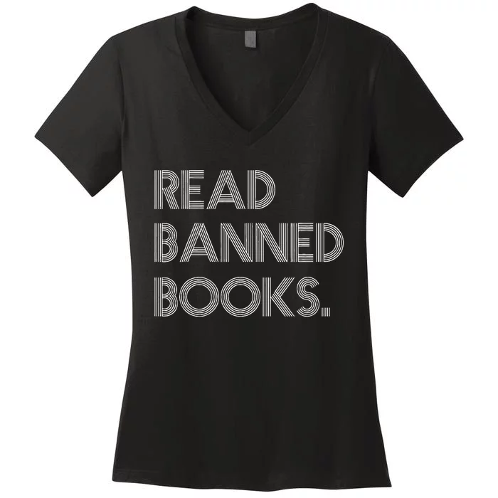 Read Banned Books Librarians Banned Books Week Retro Vintage Women's V-Neck T-Shirt