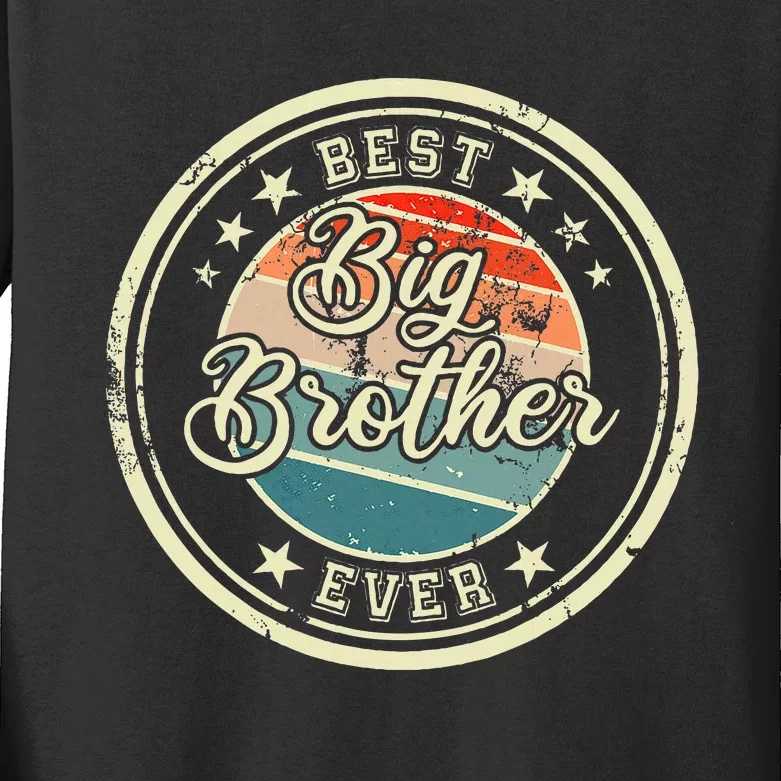 Retro Best Big Brother Ever Big Brother Kids Long Sleeve Shirt