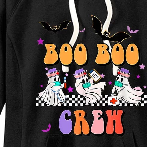 Retro Boo Boo Crew Ghost Hippie Halloween Trick Or Treat Pun Great Gift Women's Fleece Hoodie