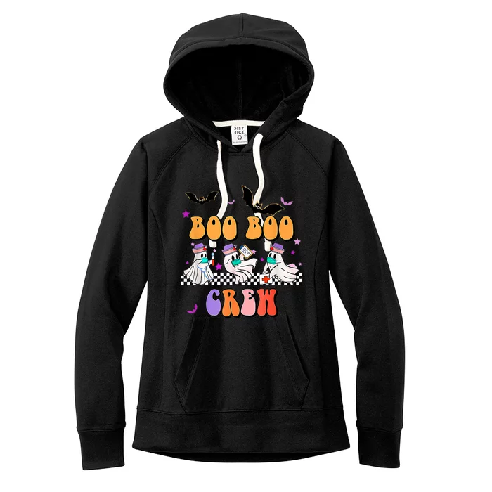 Retro Boo Boo Crew Ghost Hippie Halloween Trick Or Treat Pun Great Gift Women's Fleece Hoodie