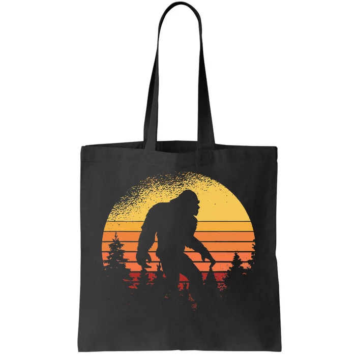 Retro Bigfoot Believer Silhouette Sasquatch Hide And Seek Tote Bag