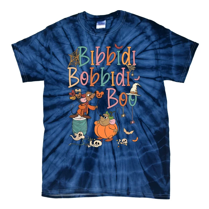 Retro Bibbidi Bobbidi Boo Halloween Jaq And Gus Halloween Pumpkin Tie-Dye T-Shirt