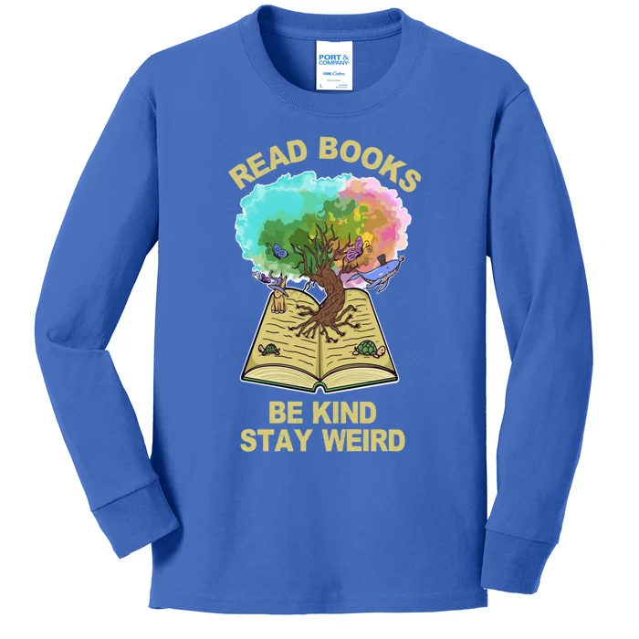 Read Books Be Kind Stay Weird Tree Of Life Funny Introvert Meaningful Gift Kids Long Sleeve Shirt