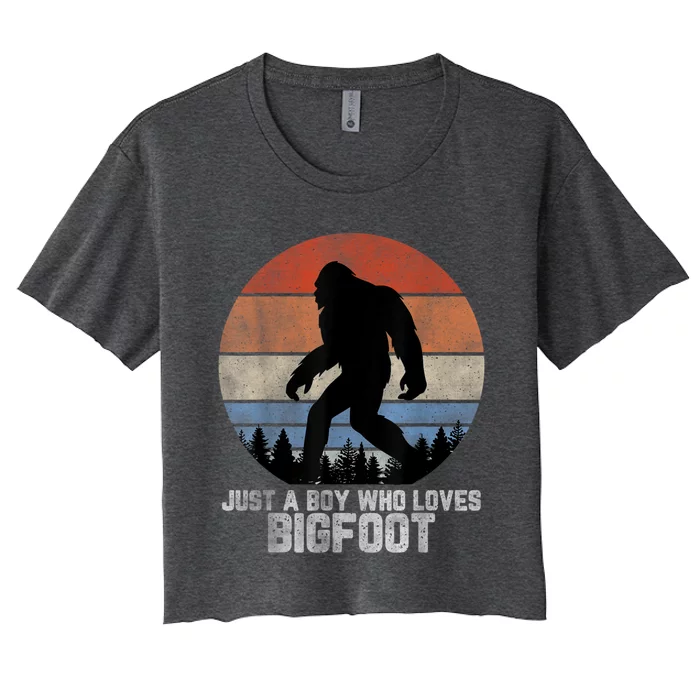 Retro Bigfoot , Bigfoot Kid , Boys Bigfoot Women's Crop Top Tee