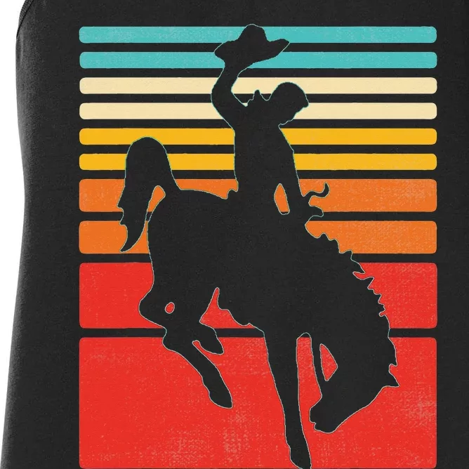 Rodeo Bucking Bronco Horse Retro Style Women's Racerback Tank