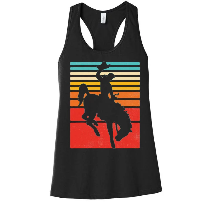 Rodeo Bucking Bronco Horse Retro Style Women's Racerback Tank