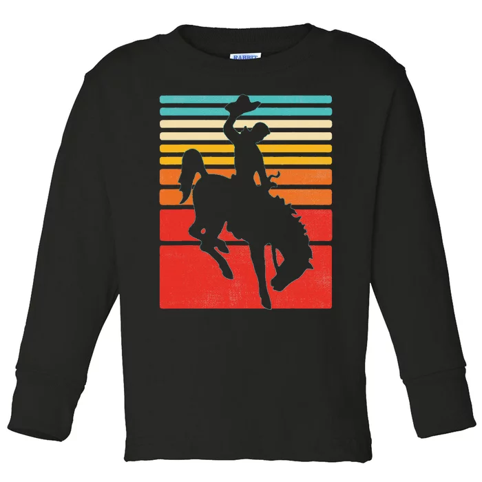 Rodeo Bucking Bronco Horse Retro Style Toddler Long Sleeve Shirt