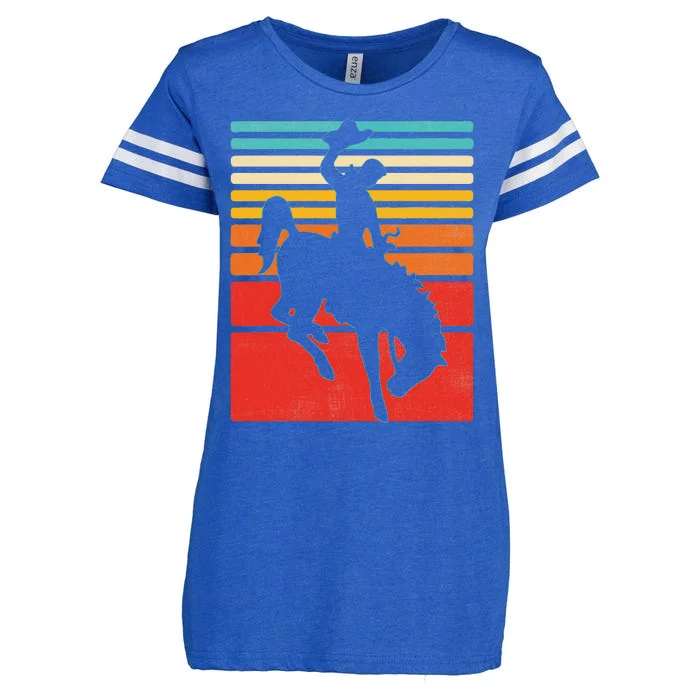 Rodeo Bucking Bronco Horse Retro Style Enza Ladies Jersey Football T-Shirt