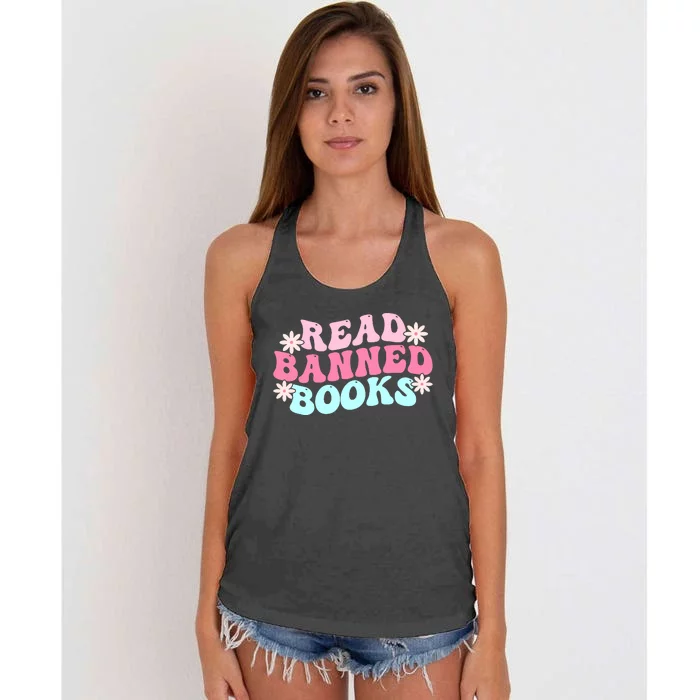 Read Banned Books Banned Books Lover Reading Bookworm Women's Knotted Racerback Tank