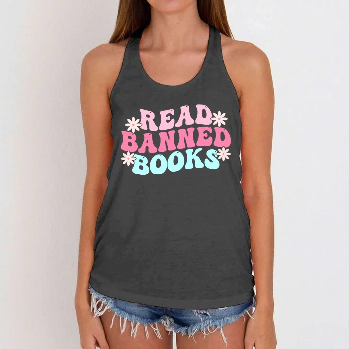 Read Banned Books Banned Books Lover Reading Bookworm Women's Knotted Racerback Tank