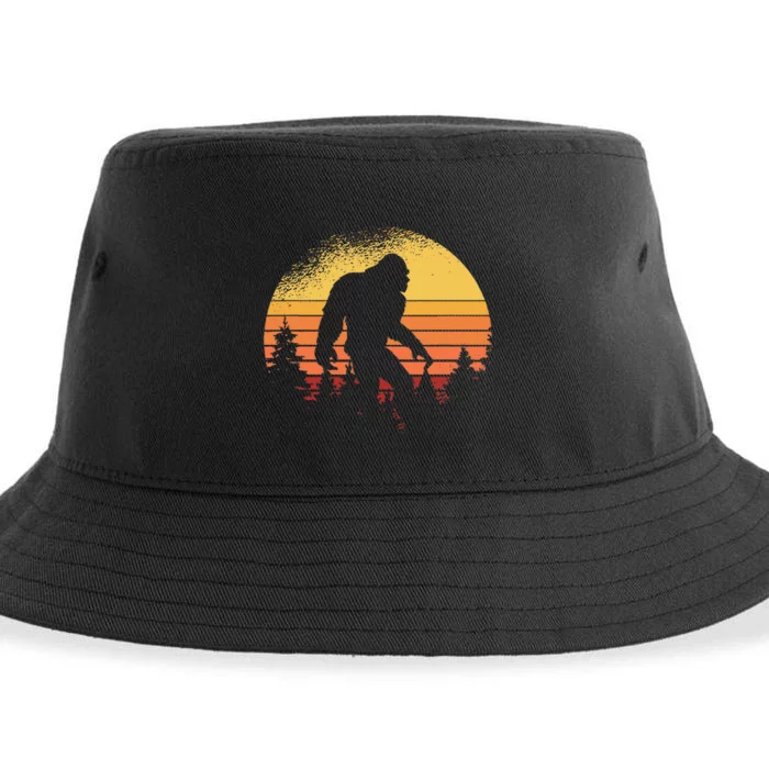 Retro Bigfoot Believer Silhouette Sasquatch Hide And Seek Sustainable Bucket Hat