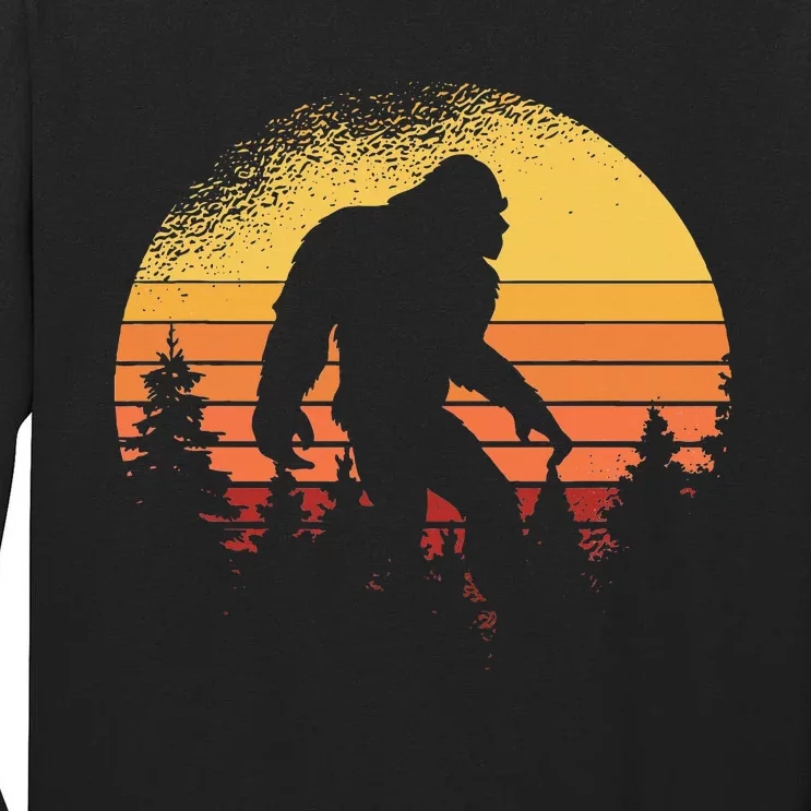 Retro Bigfoot Believer Silhouette Sasquatch Hide And Seek Tall Long Sleeve T-Shirt