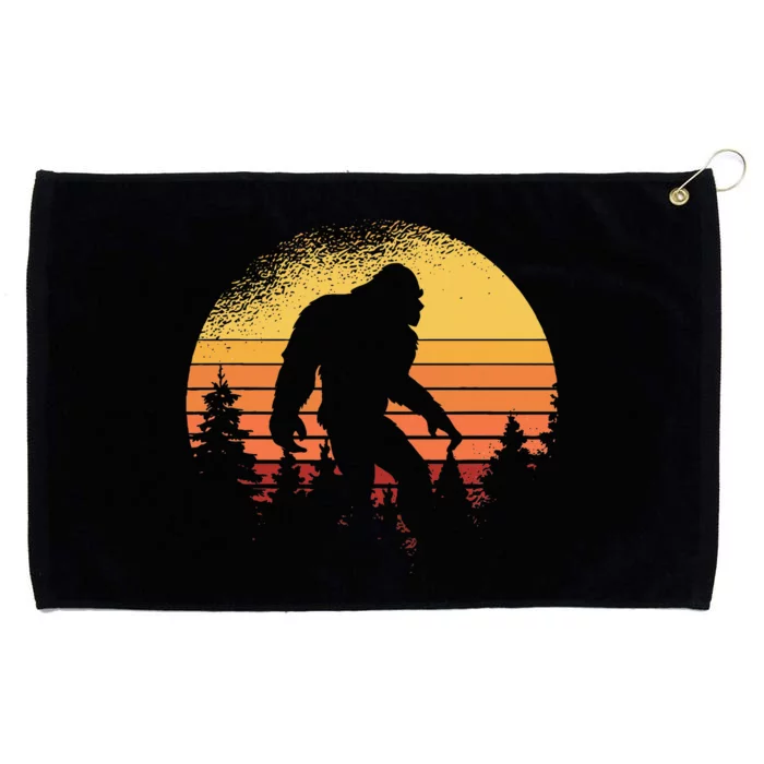 Retro Bigfoot Believer Silhouette Sasquatch Hide And Seek Grommeted Golf Towel