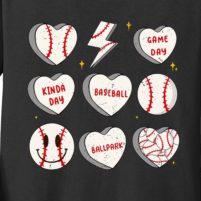 Retro Baseball Ballpark Baseball Lover Game Day Baseball Kids Long Sleeve Shirt