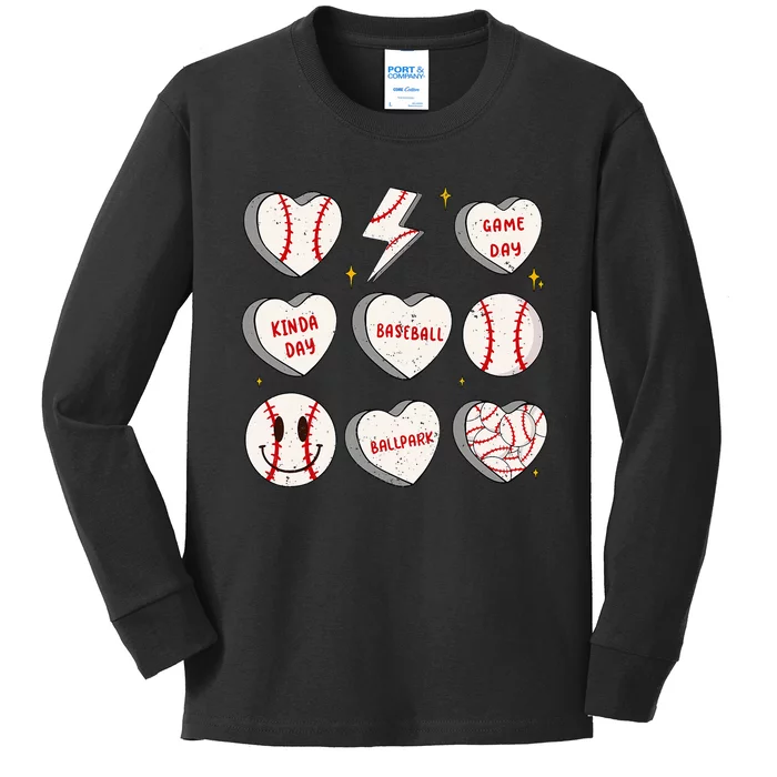 Retro Baseball Ballpark Baseball Lover Game Day Baseball Kids Long Sleeve Shirt