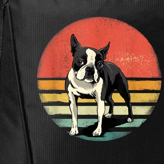 Retro Boston Bull Terrier Dog Puppy Boston Terrier Dad Mom City Backpack