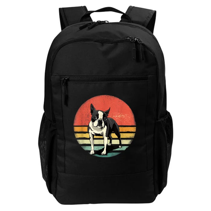 Retro Boston Bull Terrier Dog Puppy Boston Terrier Dad Mom Daily Commute Backpack