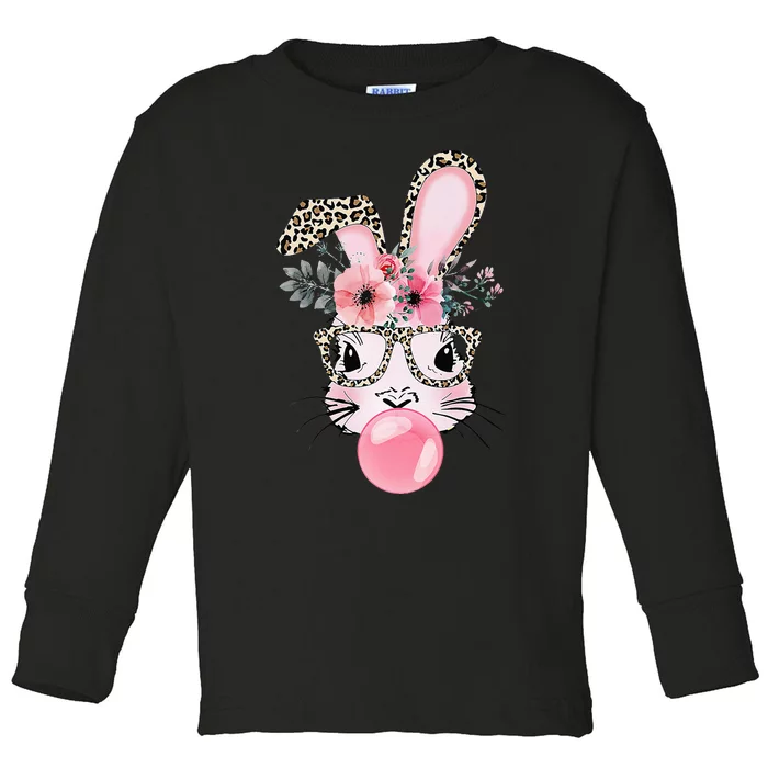 Rabbit Bunny Blowing Bubble Gum Easter Day Toddler Long Sleeve