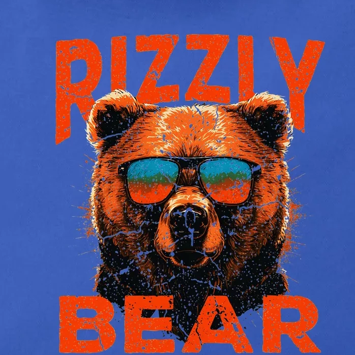 Rizzly Bear Cool Grizzly Bear Wearing Sunglasses Funny Meme Zip Tote Bag