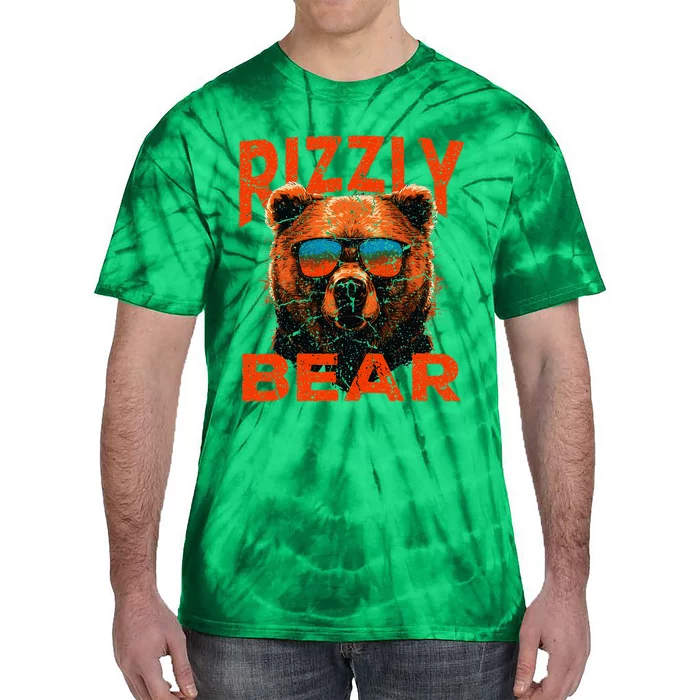 Rizzly Bear Cool Grizzly Bear Wearing Sunglasses Funny Meme Tie-Dye T-Shirt