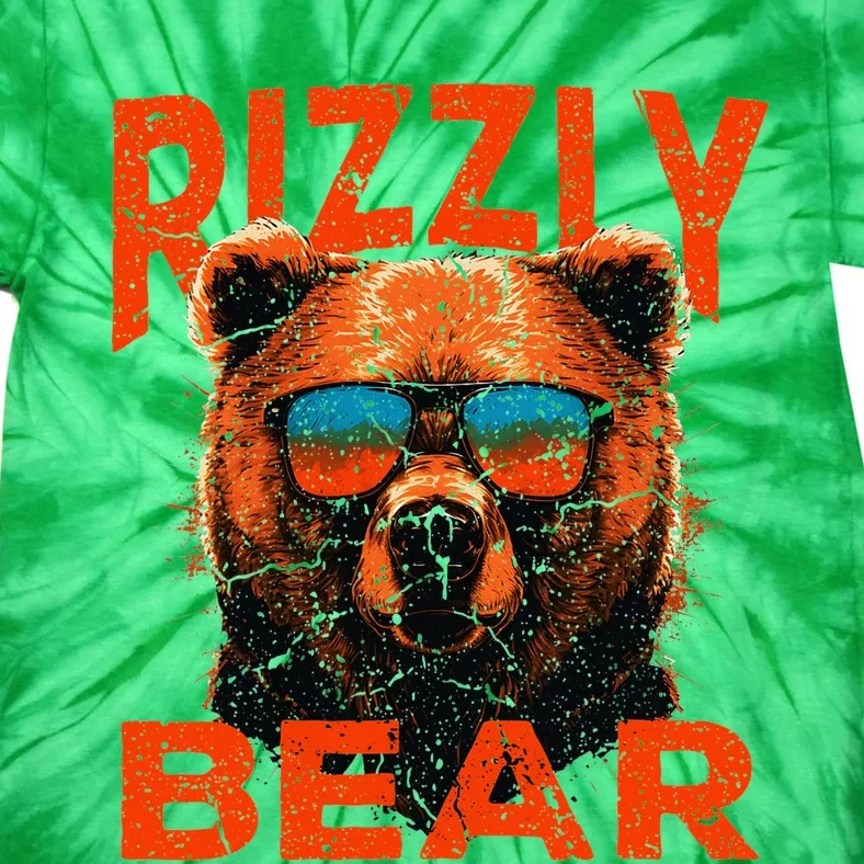 Rizzly Bear Cool Grizzly Bear Wearing Sunglasses Funny Meme Tie-Dye T-Shirt