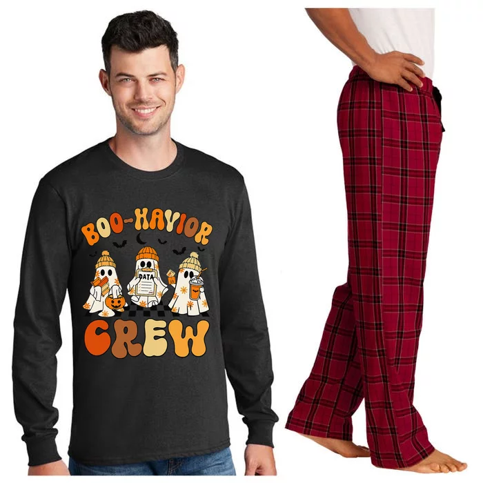 Retro Boohavior Crew Behavior Analyst Halloween Gift Long Sleeve Pajama Set