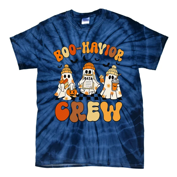 Retro Boohavior Crew Behavior Analyst Halloween Gift Tie-Dye T-Shirt