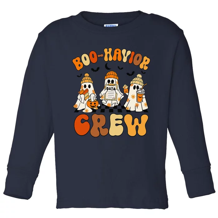 Retro Boohavior Crew Behavior Analyst Halloween Gift Toddler Long Sleeve Shirt