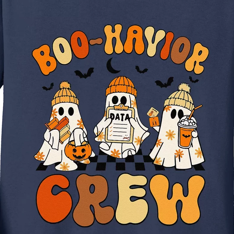 Retro Boohavior Crew Behavior Analyst Halloween Gift Kids Long Sleeve Shirt