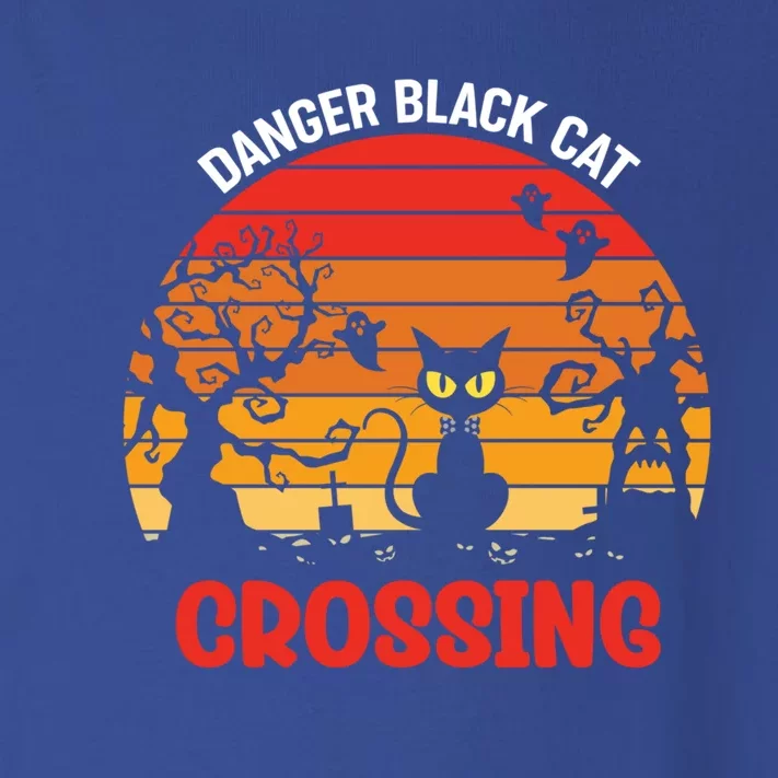 Retro Black Cat Danger Cat Crossing Funny Halloween Gift Toddler Long Sleeve Shirt