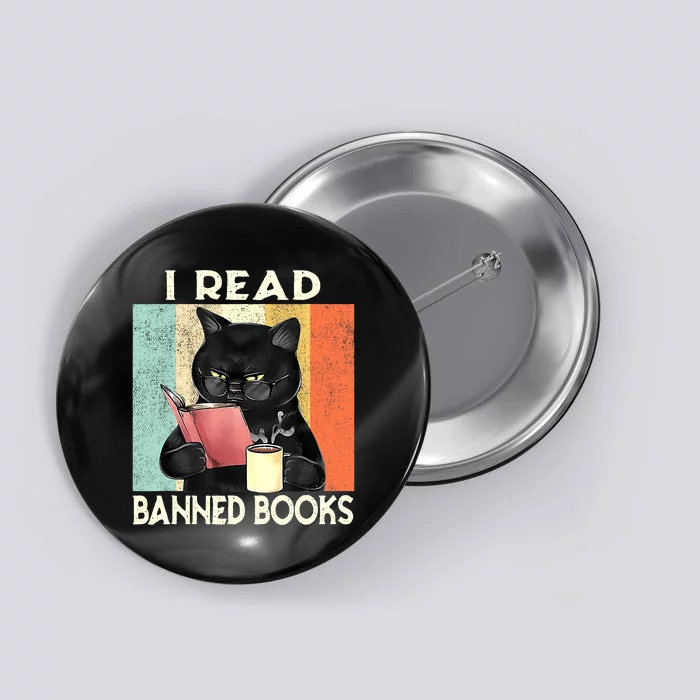 Reading Book Cat I Read Banned Books Funny Bookworms Button