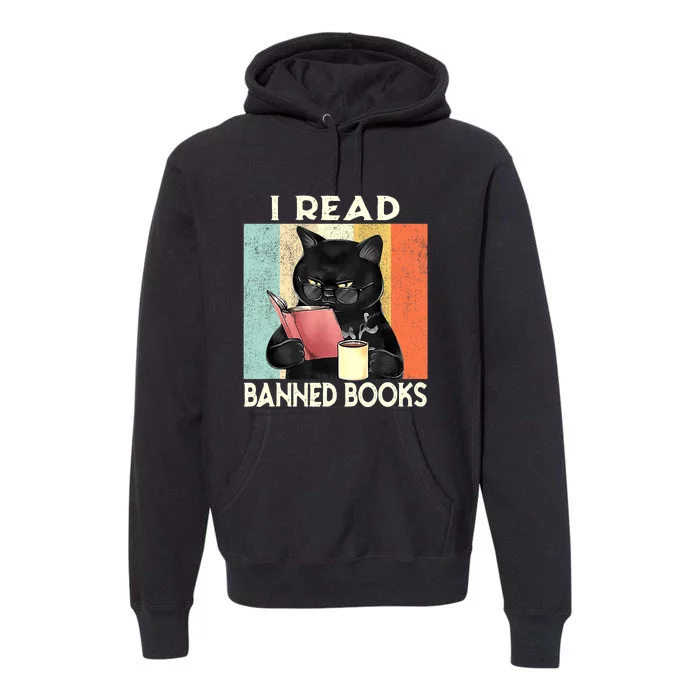 Reading Book Cat I Read Banned Books Funny Bookworms Premium Hoodie