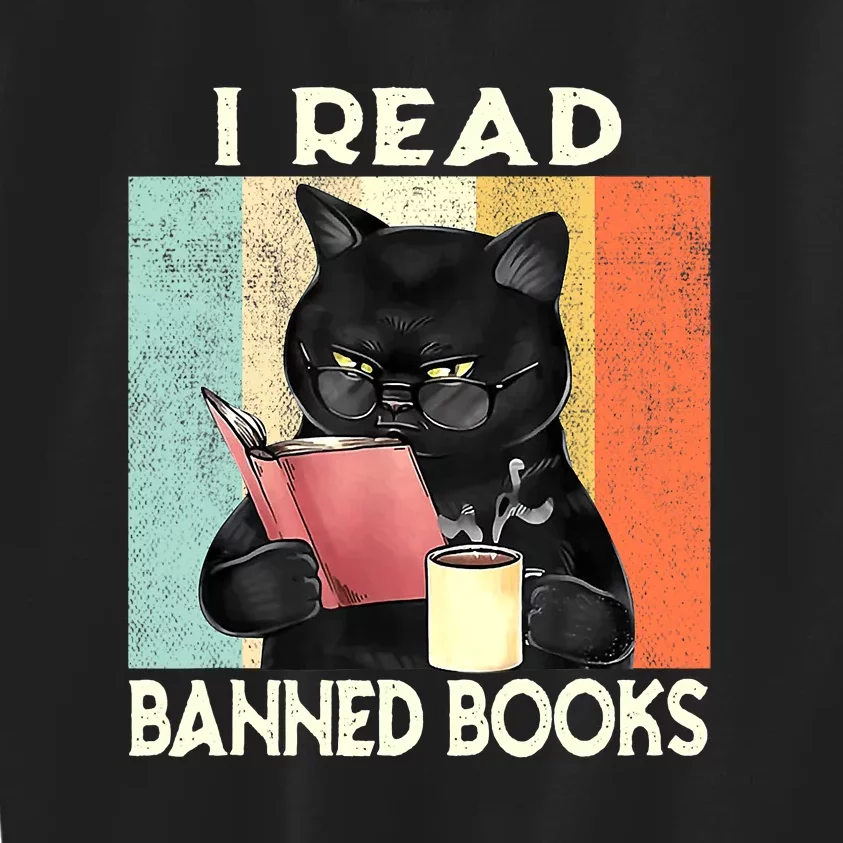 Reading Book Cat I Read Banned Books Funny Bookworms Kids Sweatshirt