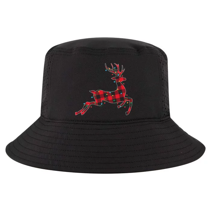 Red & Black Christmas Buffalo Plaid Deer Xmas Holiday Cool Comfort Performance Bucket Hat