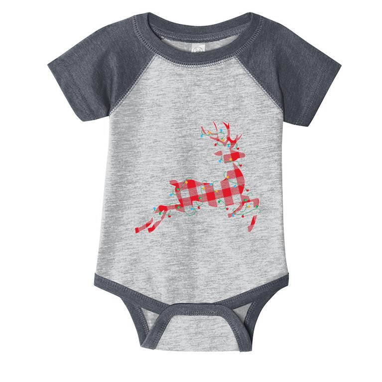 Red & Black Christmas Buffalo Plaid Deer Xmas Holiday Infant Baby Jersey Bodysuit