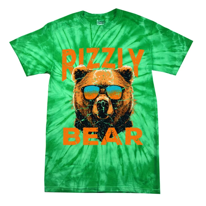 Rizzly Bear Cool Grizzly Bear Wearing Sunglasses Tie-Dye T-Shirt