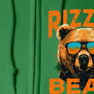 Rizzly Bear Cool Grizzly Bear Wearing Sunglasses Full Zip Hoodie