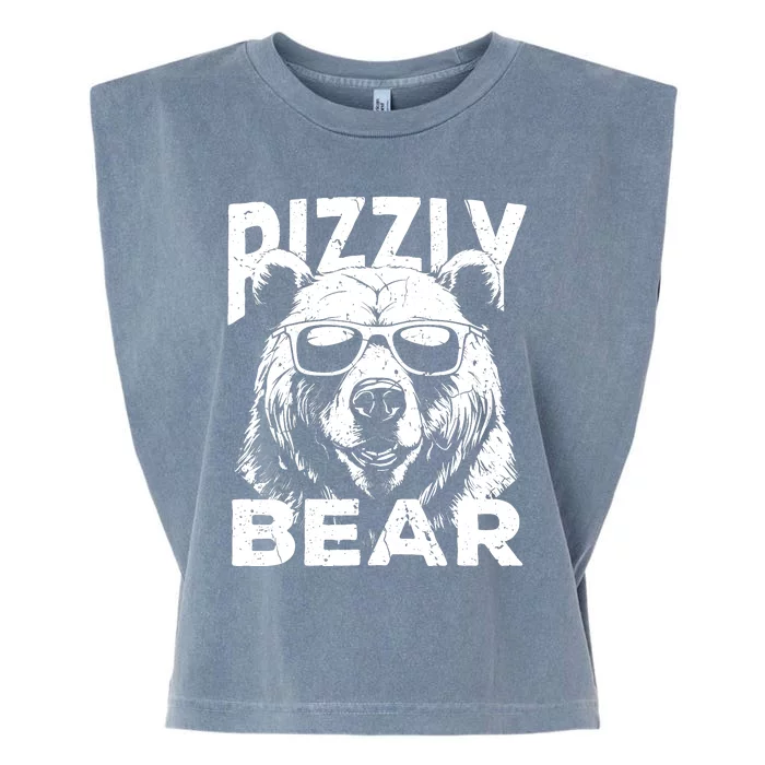 Rizzly Bear Cool Bear Wearing Sunglasses Rizz For Boy Garment-Dyed Women's Muscle Tee