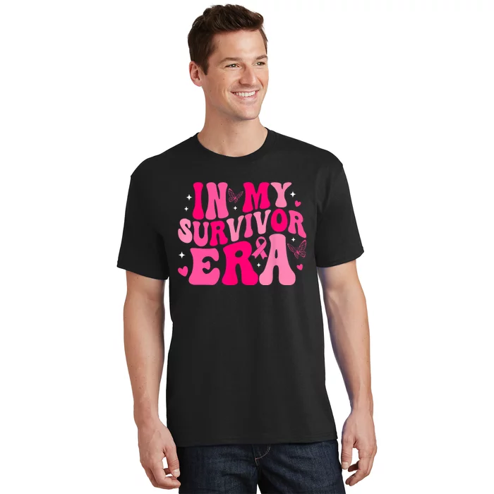 Retro Breast Cancer Awareness In My Survivor Era Groovy Gift T-Shirt