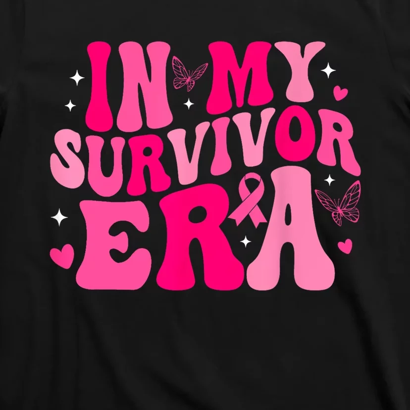 Retro Breast Cancer Awareness In My Survivor Era Groovy Gift T-Shirt