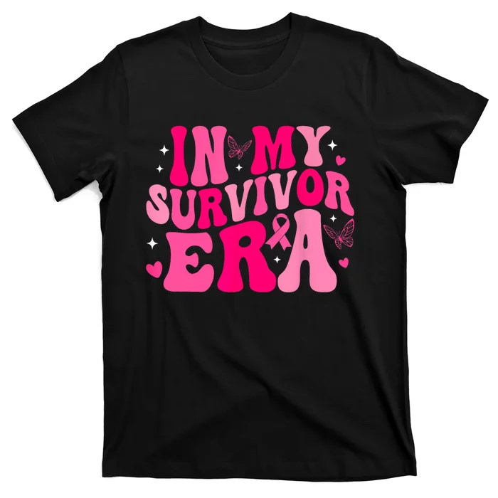 Retro Breast Cancer Awareness In My Survivor Era Groovy Gift T-Shirt