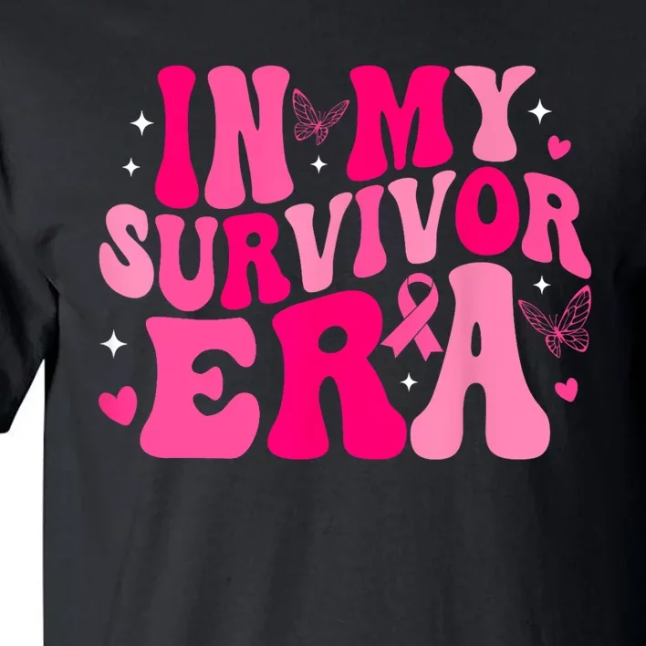 Retro Breast Cancer Awareness In My Survivor Era Groovy Gift Tall T-Shirt