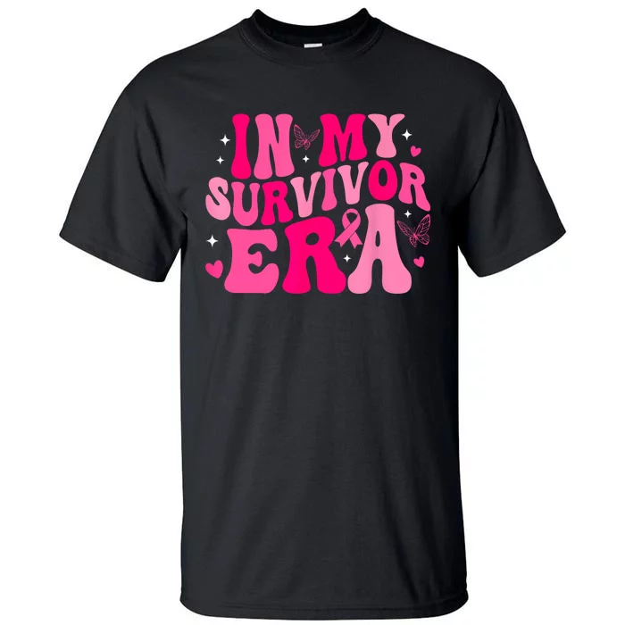 Retro Breast Cancer Awareness In My Survivor Era Groovy Gift Tall T-Shirt