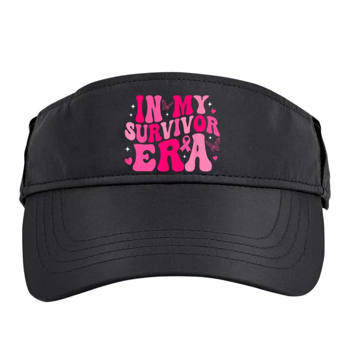 Retro Breast Cancer Awareness In My Survivor Era Groovy Gift Adult Drive Performance Visor