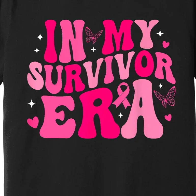 Retro Breast Cancer Awareness In My Survivor Era Groovy Gift Premium T-Shirt