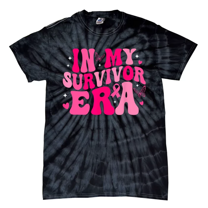 Retro Breast Cancer Awareness In My Survivor Era Groovy Gift Tie-Dye T-Shirt