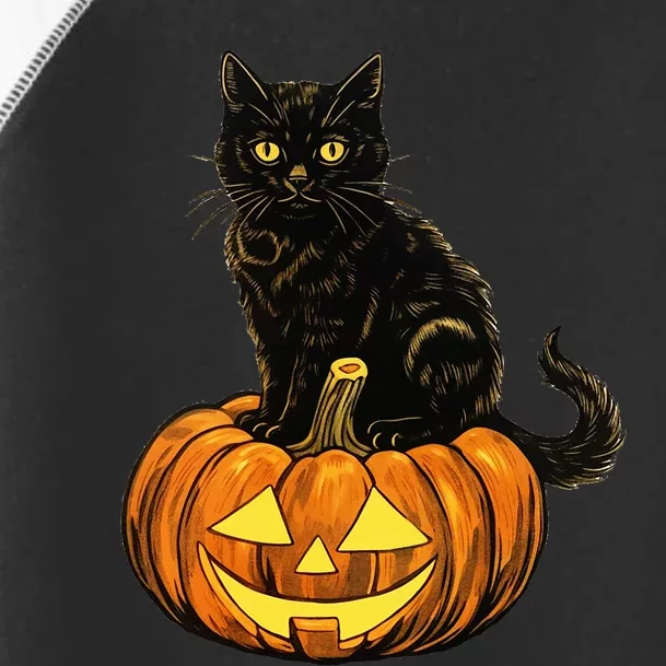 Retro Black Cat Halloween Pumpkin Costume Toddler Fine Jersey T-Shirt